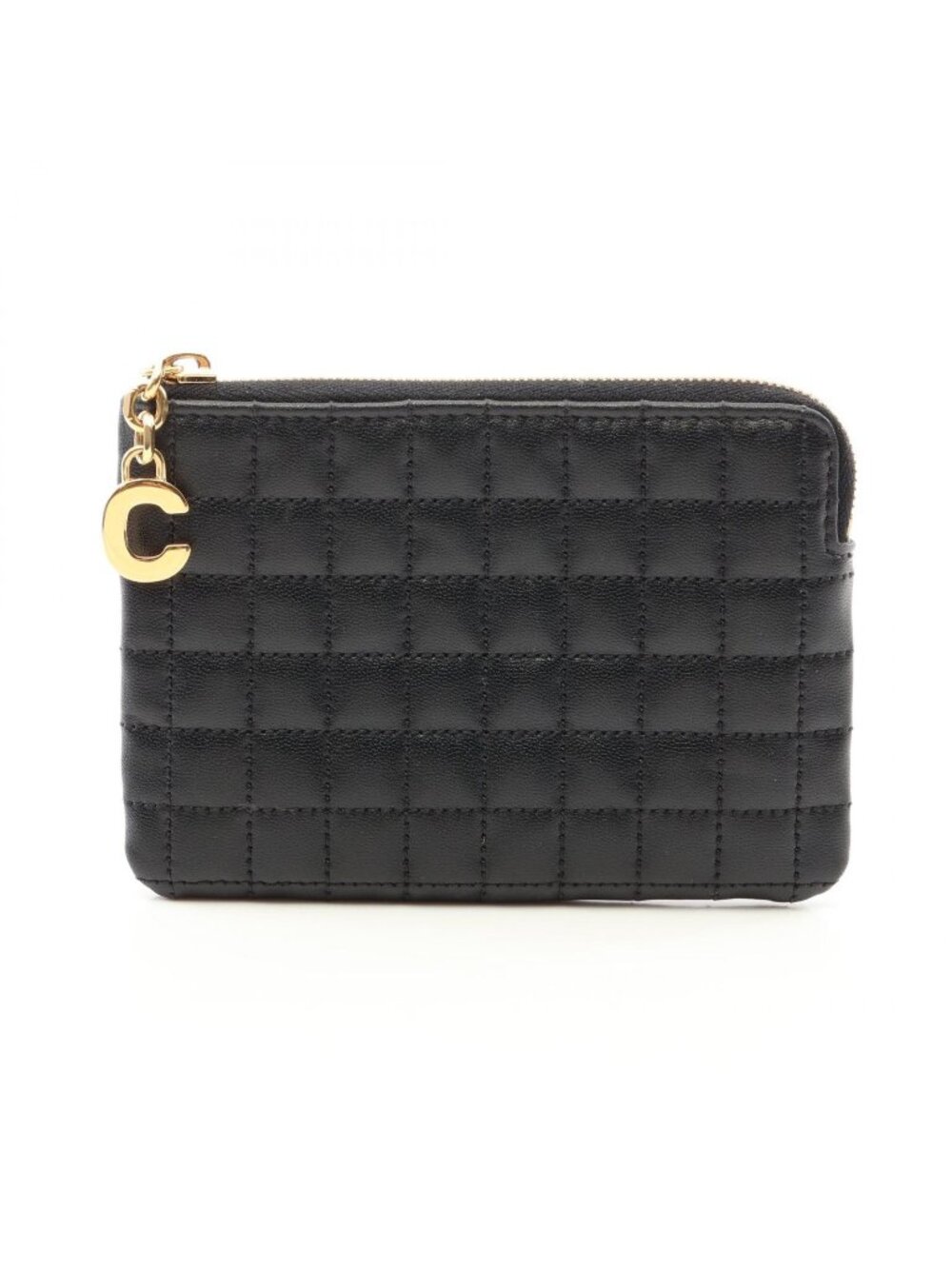 Celine Coin Purse C Charm Black Leather